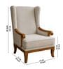 Valen Teak Wood Wing Chair With Suede Fabric In Cream Colour Valen Teak Wood Wing Chair With Suede Fabric In Cream Colour