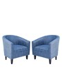 Valencia Fabric Barrel Chairs in Blue Colour Set Of 2