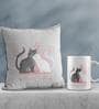 Valentine Combo of Colorful Always Together Cats Kissing Print Cushion & Mug Gift Set