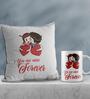 Valentine Combo of Colorful You are mine forever Cushion & Mug Gift Set