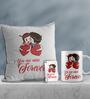 Valentine Combo of Colorful You are mine forever Cushion & Mug With Keychain Gift Set