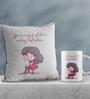 Valentine Combo of Colorful You are my first choice And  my last option With Girl & Boy Hugging Print Cushion & Mug Gift Set