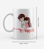 Valentine Combo of Colorful You Are My Happiness Abstract Print Cushion & Mug Gift Set