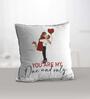 Valentine Combo of Colorful You Are My One And  Only Boy Holding Girl Up With Balloon Print Cushion & Mug Gift Set