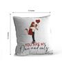 Valentine Combo of Colorful You Are My One And  Only Boy Holding Girl Up With Balloon Print Cushion & Mug Gift Set