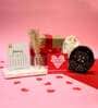 Valentines Day Gift Hamper with Black Flower Coasters Set & Desk Calendar 2025