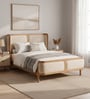 Valerio Duo-Panel Luxe Bed in velvet With Oak wood Frame & Hydraulic Storage
