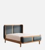 Valerio Duo-Panel Luxe Bed in velvet With Oak wood Frame & Hydraulic Storage