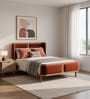 Valerio Duo-Panel Luxe Bed in velvet With Oak wood Frame & Hydraulic Storage