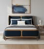 Valerio Duo-Panel Luxe Bed in velvet With Oak wood Frame & Hydraulic Storage
