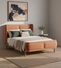 Valerio Duo-Panel Luxe Bed in velvet With Oak wood Frame & Hydraulic Storage