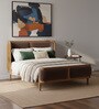 Valerio Duo-Panel Luxe Queen Size Bed in Velvet With Oak wood Frame