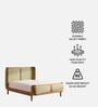 Valerio Duo-Panel Luxe Queen Size Bed in velvet With Oak wood Frame & Hydraulic Storage