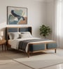 Valerio Duo-Panel Luxe Queen Size Bed in Velvet With Oak wood Frame