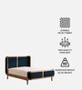 Valerio Duo-Panel Luxe Queen Size Bed in velvet With Oak wood Frame & Hydraulic Storage