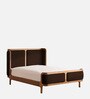 Valerio Duo-Panel Luxe Queen Size Bed in Velvet With Oak wood Frame