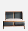 Valerio Duo-Panel Luxe Queen Size Bed in Velvet With Oak wood Frame