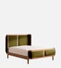 Valerio Duo-Panel Luxe Queen Size Bed in velvet With Oak wood Frame & Hydraulic Storage