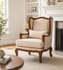 Vallen Teak Wood Lounge Chair With Suede Fabric In Beige Vallen Teak Wood Lounge Chair With Suede Fabric In Beige