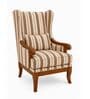 Vallen Teak Wood Wing Chair With Suede Fabric In Beige Stripe Vallen Teak Wood Wing Chair With Suede Fabric In Beige Stripe