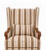 Vallen Teak Wood Wing Chair With Suede Fabric In Beige Stripe Vallen Teak Wood Wing Chair With Suede Fabric In Beige Stripe