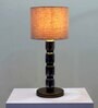 Valore Glass Smokey Black Table Lamp with Cotton Linen Light Brown Shade