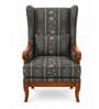 Vance Teak Wood Wing Chair With Suede Fabric In Charcoal Grey
