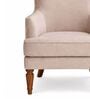 Vance Teak Wood Wing Chair With Suede Fabric In Pink Colour