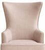 Vance Teak Wood Wing Chair With Suede Fabric In Pink Colour