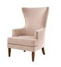 Vance Teak Wood Wing Chair With Suede Fabric In Pink Colour
