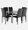 Vanilla Glass Top 6 Seater Dining Set In Black Colour