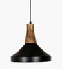 Vanora Wooden Top Black Pendant Light