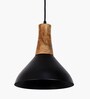 Vanora Wooden Top Black Pendant Light