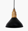 Vanora Wooden Top Black Pendant Light