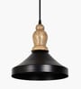 Vanora Wooden Top Black Pendant Light
