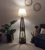 Vantage Wooden Shelf Floor Lamp with Jute Shade & Brown Base