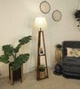Vantage Wooden Shelf Floor Lamp with Jute Shade & Brown Base