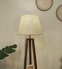 Vantage Wooden Shelf Floor Lamp with Jute Shade & Brown Base