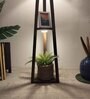 Vantage Wooden Shelf Floor Lamp with Jute Shade & Brown Base