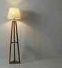 Vantage Wooden Shelf Floor Lamp with Jute Shade & Brown Base