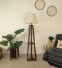 Vantage Wooden Shelf Floor Lamp with Jute Shade & Brown Base