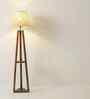 Vantage Wooden Shelf Floor Lamp with Jute Shade & Brown Base