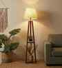 Vantage Wooden Shelf Floor Lamp with Jute Shade & Brown Base
