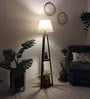 Vantage Wooden Shelf Floor Lamp with Jute Shade & Brown Base