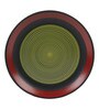 Bottle Green & Maroon 10 Inch (Set of 4) Ceramic Dinner Plate