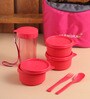 Varmora Red Lunch Box Set with 3 Lunch Box