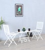 Varner Metal Outdoor Table Set with 2 Chairs in White Colour