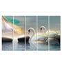 Vastu Pair of Swan Love Birds MDF Art Panel Set of 5