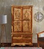 Vayaka Sheesham Wood 2 Door Wardrobe in Rustic Teak Finish