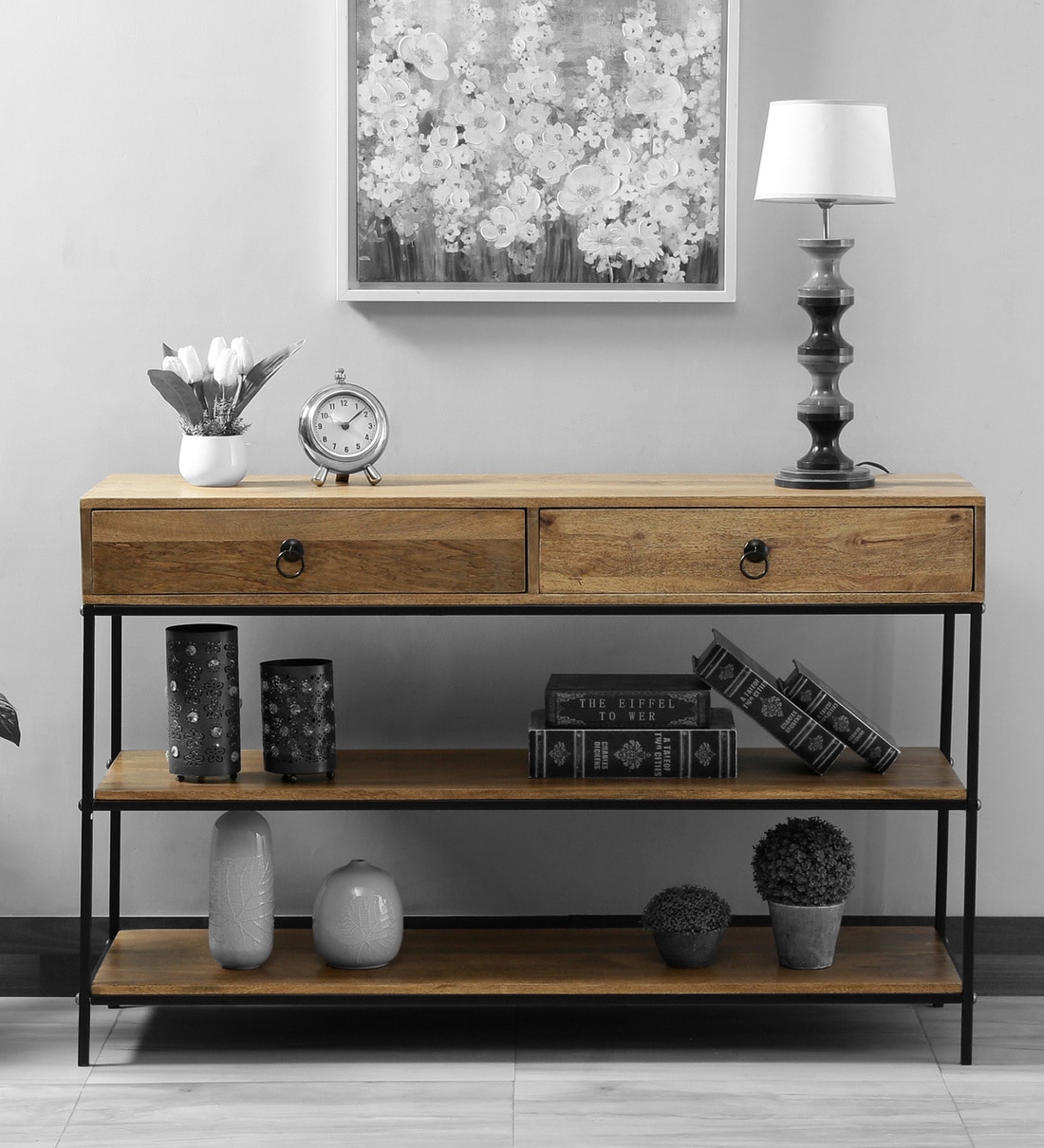 Buy Santana Solid Wood Console Table In Natural Finish Online ...